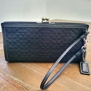 Vintage Coach Black Leather Clutch